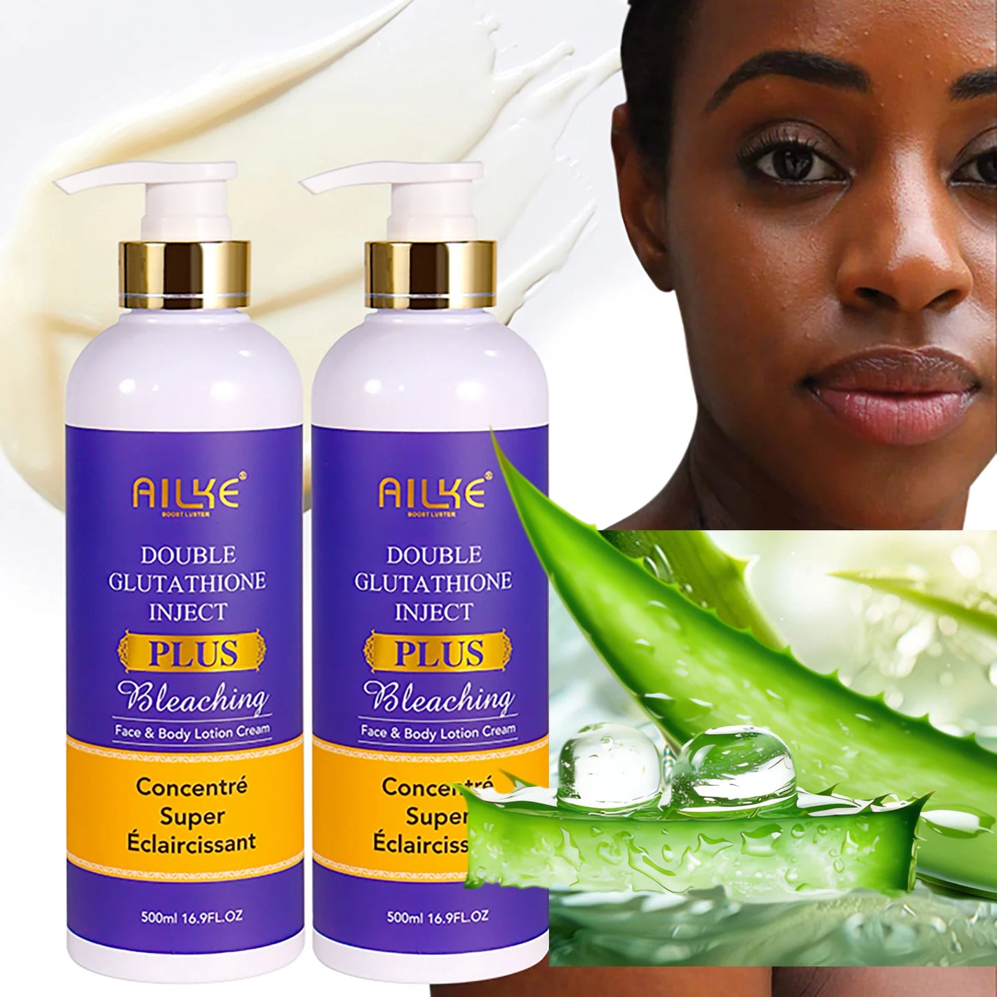 AILKE Glutathion Lighten Body Lotion, feuchtigkeitsspendend, feuchtigkeitsspendend, gleichmäßiger Hautton, verbessert dunkle und schwarze Haut, unterstützt privates Logo