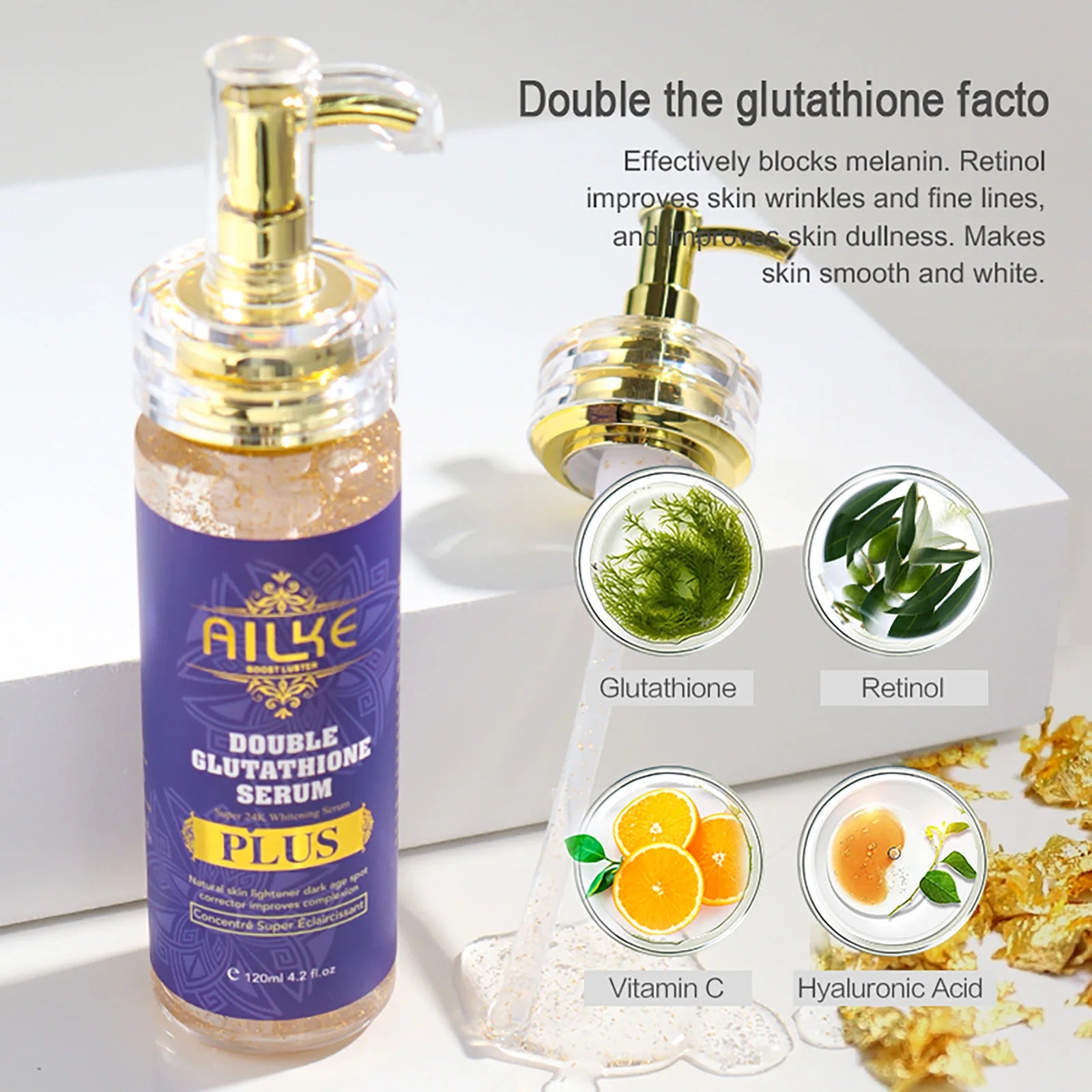 AILKE Glutathion Lighten Body Lotion, feuchtigkeitsspendend, feuchtigkeitsspendend, gleichmäßiger Hautton, verbessert dunkle und schwarze Haut, unterstützt privates Logo