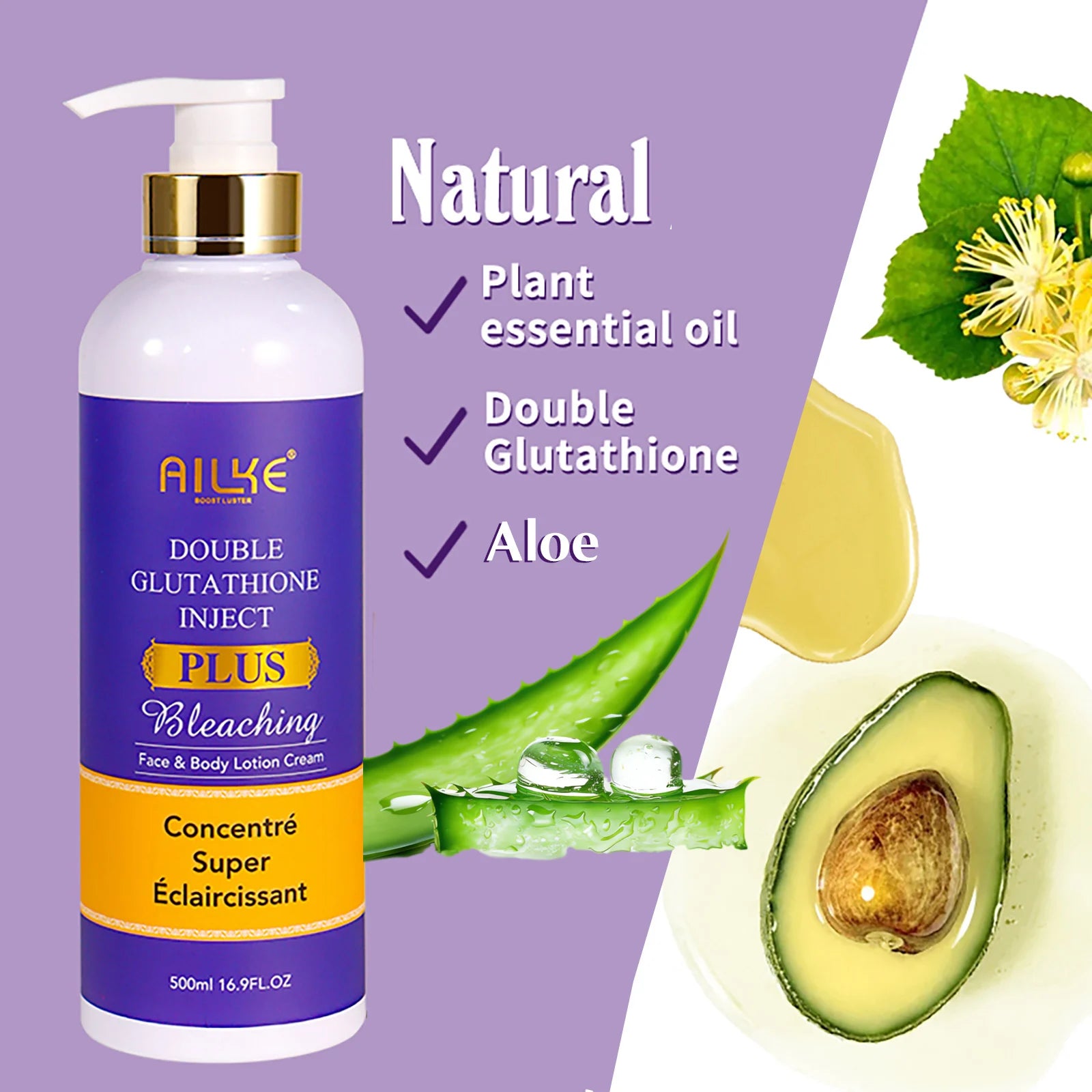 AILKE Glutathion Lighten Body Lotion, feuchtigkeitsspendend, feuchtigkeitsspendend, gleichmäßiger Hautton, verbessert dunkle und schwarze Haut, unterstützt privates Logo