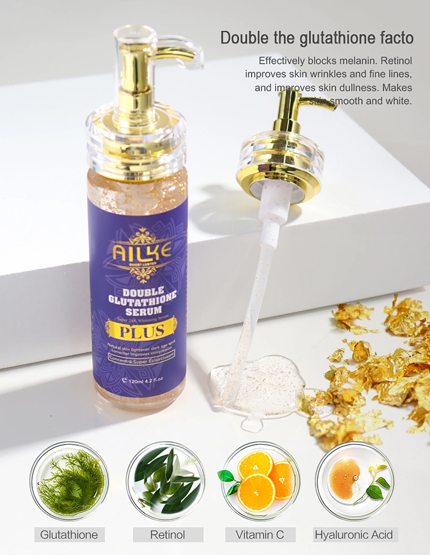 AILKE Glutathion Lighten Body Lotion, feuchtigkeitsspendend, feuchtigkeitsspendend, gleichmäßiger Hautton, verbessert dunkle und schwarze Haut, unterstützt privates Logo
