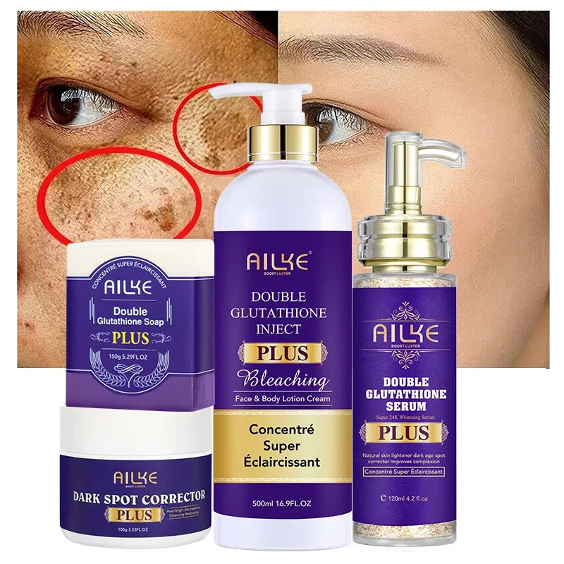 AILKE Glutathion Lighten Body Lotion, feuchtigkeitsspendend, feuchtigkeitsspendend, gleichmäßiger Hautton, verbessert dunkle und schwarze Haut, unterstützt privates Logo