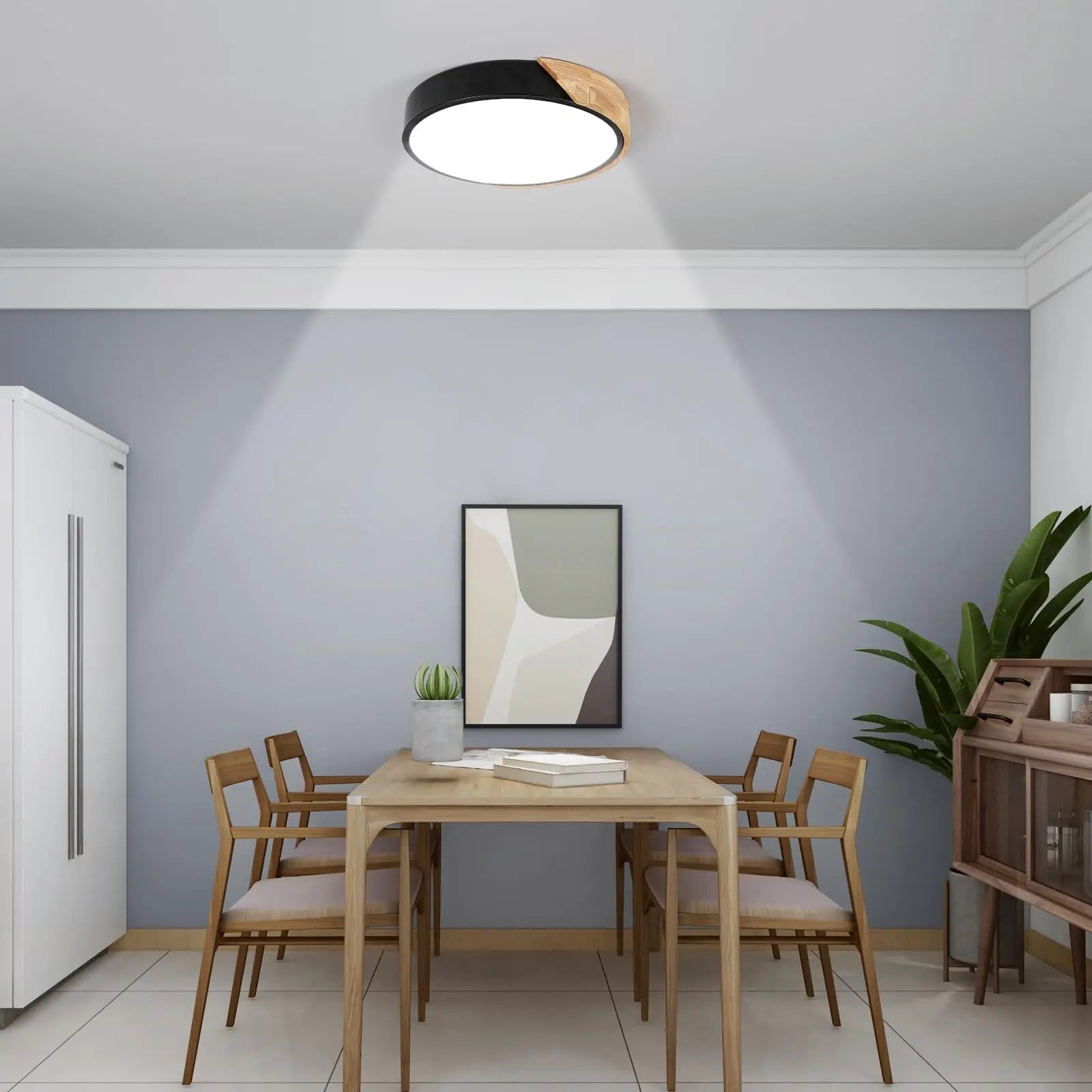 24W Modern LED Ceiling Light Round Wooden Indoor Ceiling Lighting Ø30cm 2400LM,White Light 6500K,for Bathroom Living Room Kitche