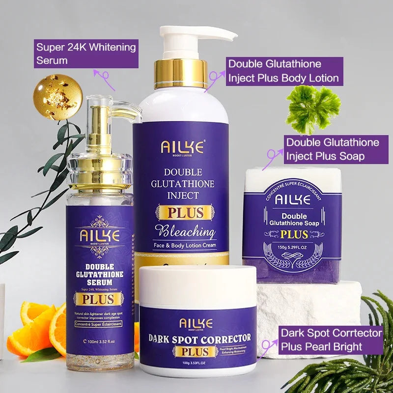 AILKE Glutathion Lighten Body Lotion, feuchtigkeitsspendend, feuchtigkeitsspendend, gleichmäßiger Hautton, verbessert dunkle und schwarze Haut, unterstützt privates Logo